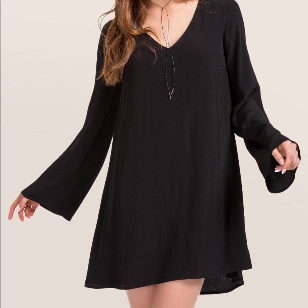 Francesca’s Black Bell Sleeve Dress